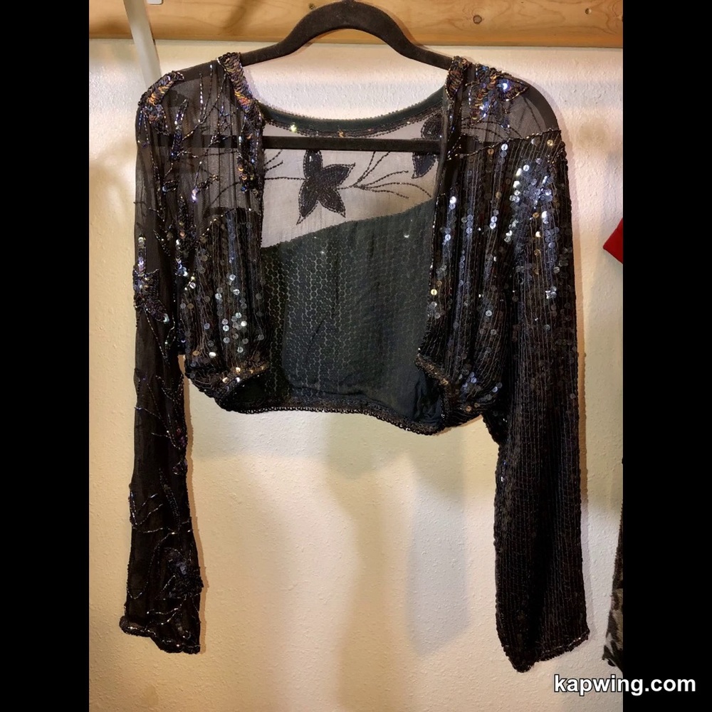 Vintage Crop Sequin Mesh Bolero Jacket/Shrug